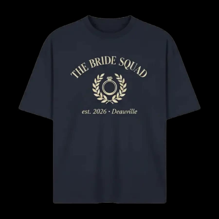 T-shirt bleu marine personnalisé EVJF, The Bride Squad imprimé au dos