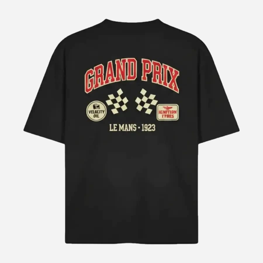 T-shirt noir personnalisé, visuel racing Grand Prix imprimé au dos